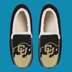 NCAA FOCO Men’s Colorado Buffaloes Moccasin Slippers Team Colors Size M 9 10 New